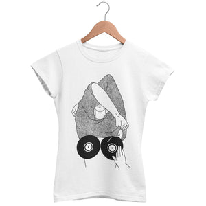 Vinyl Breast Women's Fitted T-Shirt | Techno Outfit