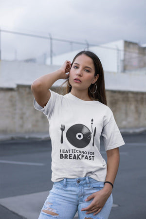 I Eat Techno For Breakfast Softstyle T-Shirt | Techno Outfit