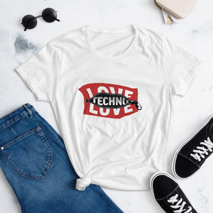 Techno Love Women's Fitted T-Shirt | Techno Outfit