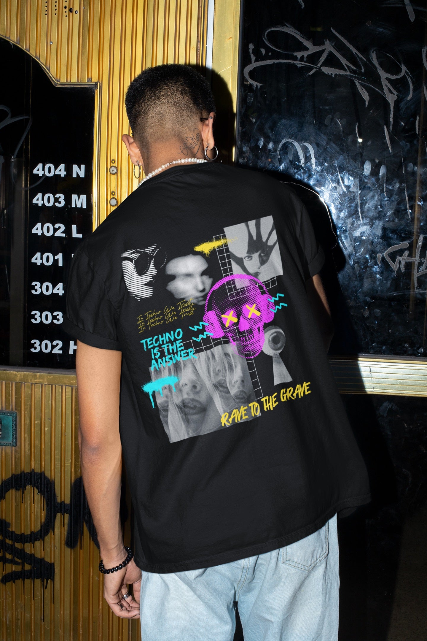 Techno Streetwear Back Print T-Shirt