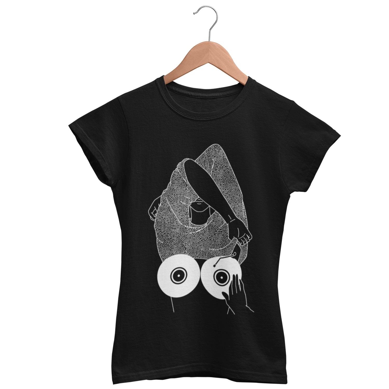 Vinyl Breast Women's Fitted T-Shirt | Techno Outfit