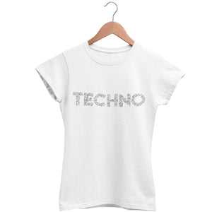 Techno Music Notes Women's Fitted T-Shirt | Techno Outfit