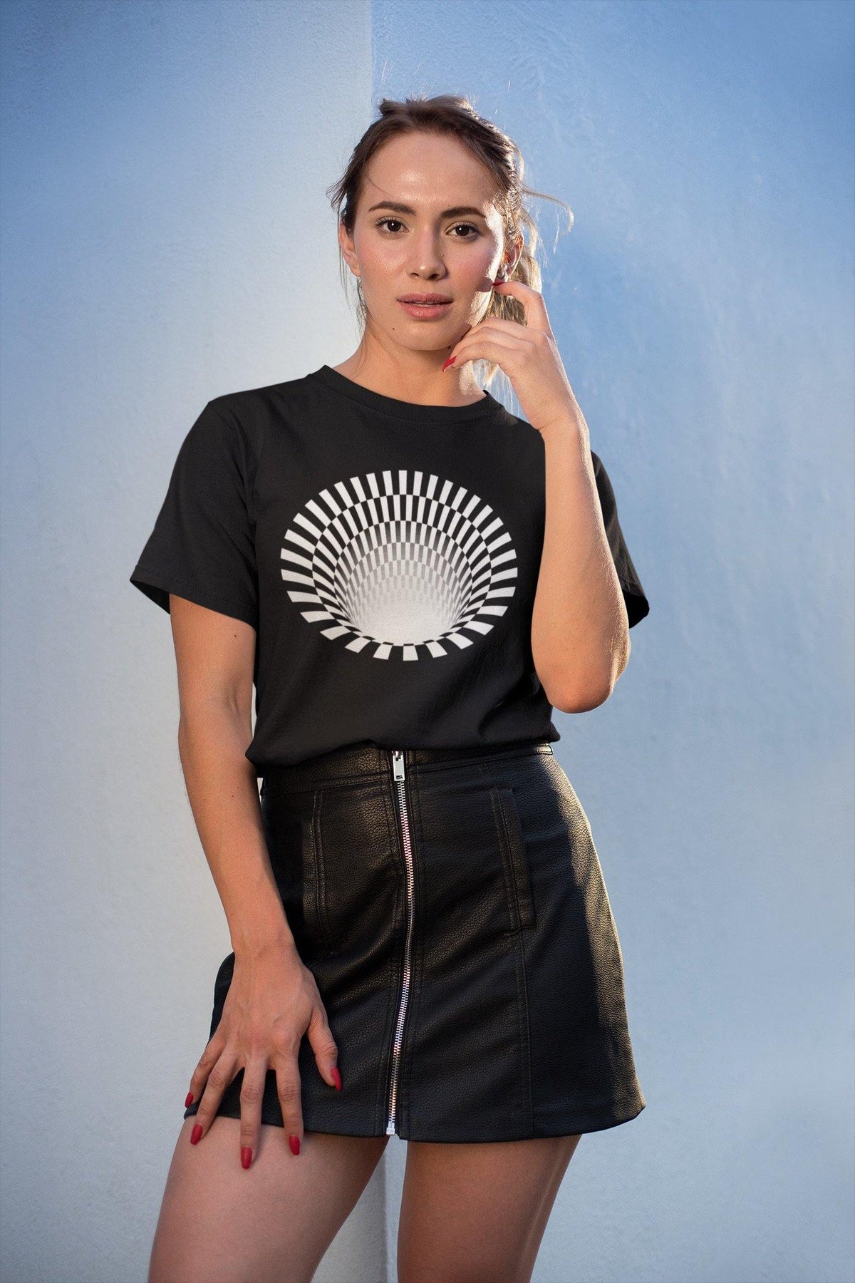 Black Hole Optical Illusion Softstyle T-Shirt | Techno Outfit