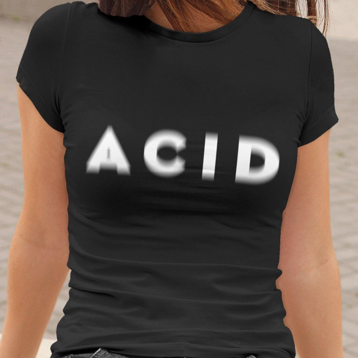Acid Visual Effect Women's Fitted T-Shirt | Techno Outfit