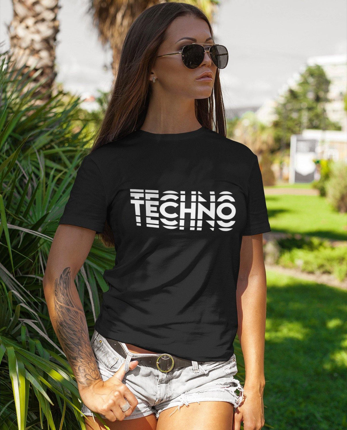 Techno Visual Effect 2 Women's Fitted T-Shirt | Techno Outfit