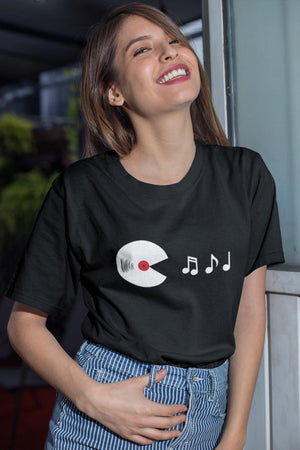 Vinyl Eats Music Notes Softstyle T-Shirt | Techno Outfit