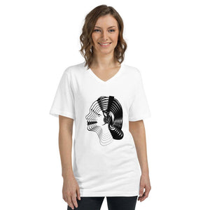 Women Visual Effect V-Neck T-Shirt | Techno Outfit