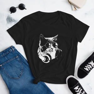 Techno Cat Women's Fitted T-Shirt | Techno Outfit